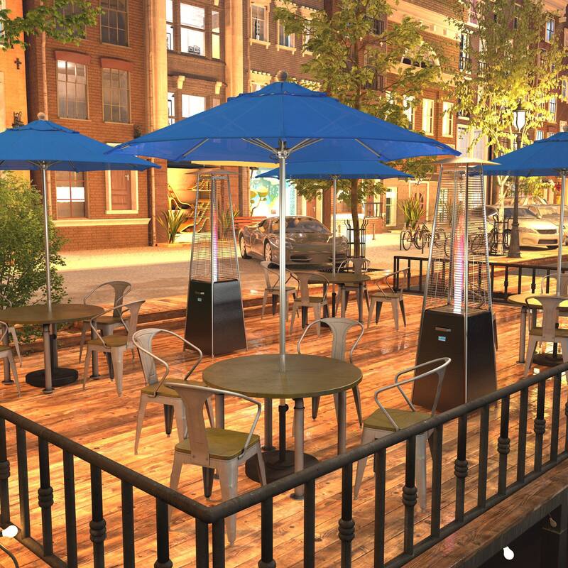 California Umbrella 75' Venture Series Patio Umbrella, Silver Aluminum Pole Fiberglass Ribs Push Lift, Olefin - Royal Blue