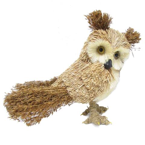Sisal Wood Owl Decorative Figurine 8.5in - 8.5" H x 10" W x 4.5" DP