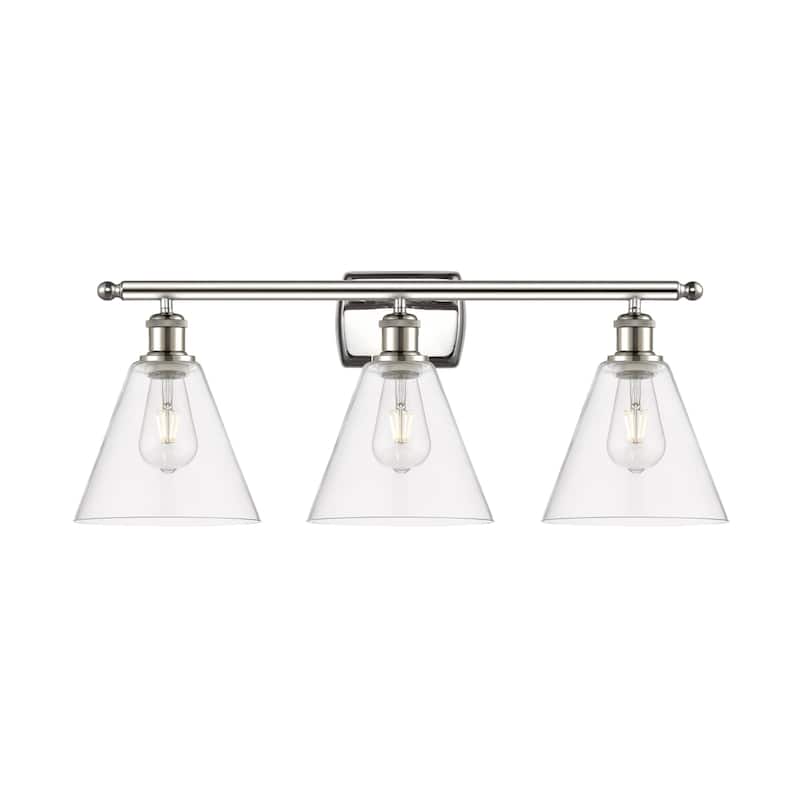 Innovations Lighting 516-3W-11-28 Berkshire Vanity Berkshire 3 Light - Polished Nickel / Clear