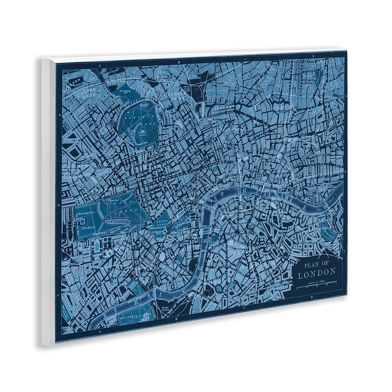 Stupell Blue Detailed London Map Wall Plaque Art Design By Phillipa Katz