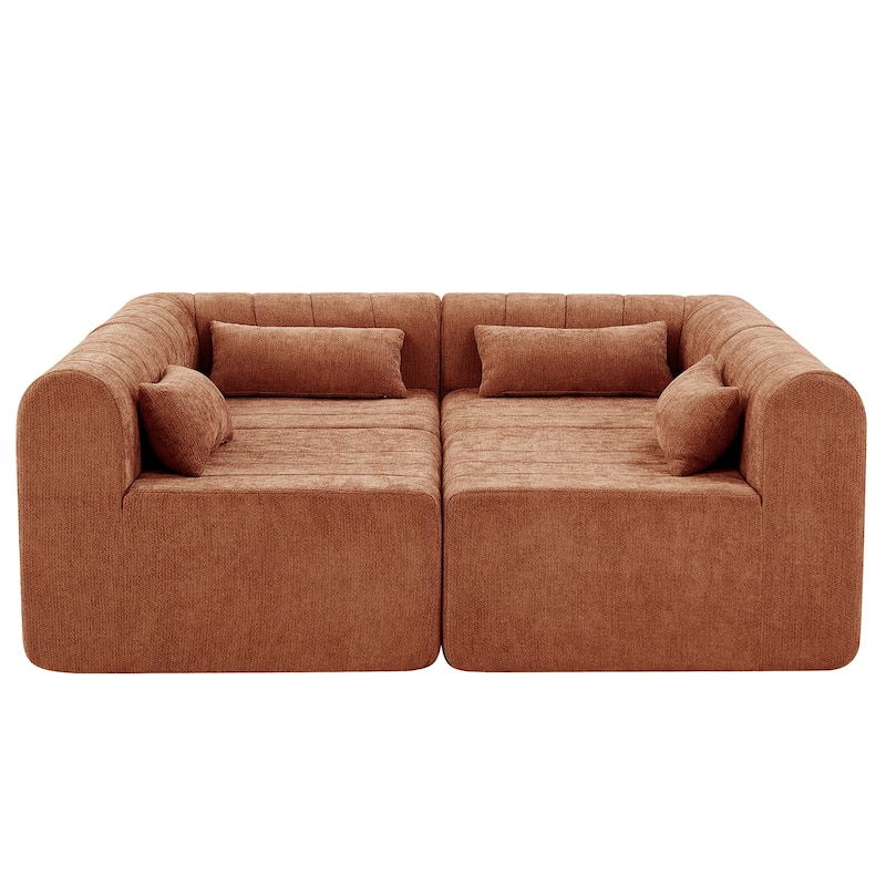 Christopher Knight Home - Modular Polyester Upholstered Sectional Sofa with 4-Piece Compressed Sponge - 145.5"