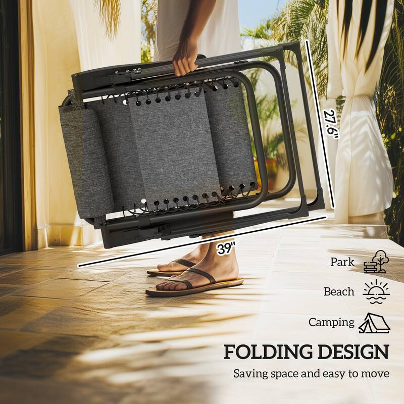Outsunny Padded Zero Gravity Chairs, Folding Recliner Chair, Patio Lounger with Cup Holder, Adjustable Backrest