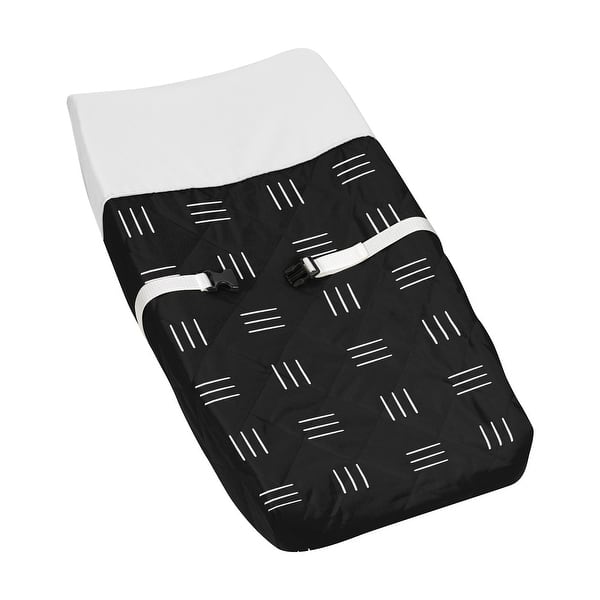 slide 2 of 6, Black and White Boho Mudcloth Baby Changing Pad Cover Bohemian Woodland Tribal Southwest Geometric Mud Cloth Hatch Triple Line