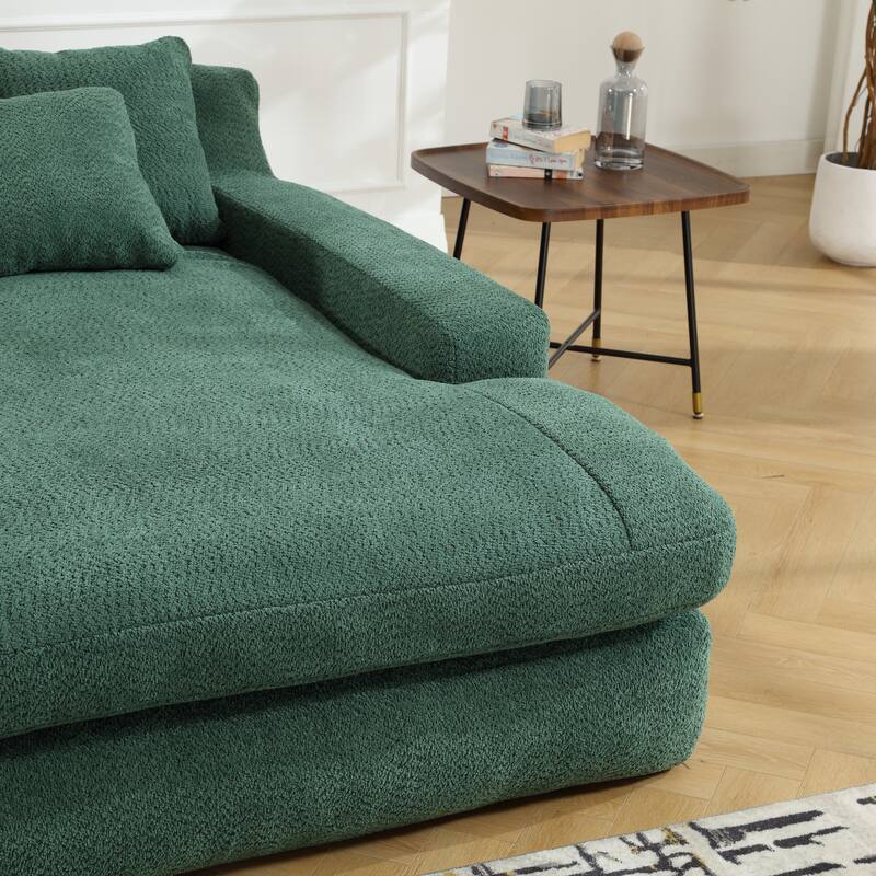 Chenille double spacious lazy sofa Living room Comfortable deep seat sofa with five pillows