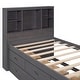 preview thumbnail 9 of 9, Twin Size Platform Bed with Storage Headboard & 3 Drawers, Wooden Bedframe w/ Twin Size Trundle & Charging Station-Antique Brown
