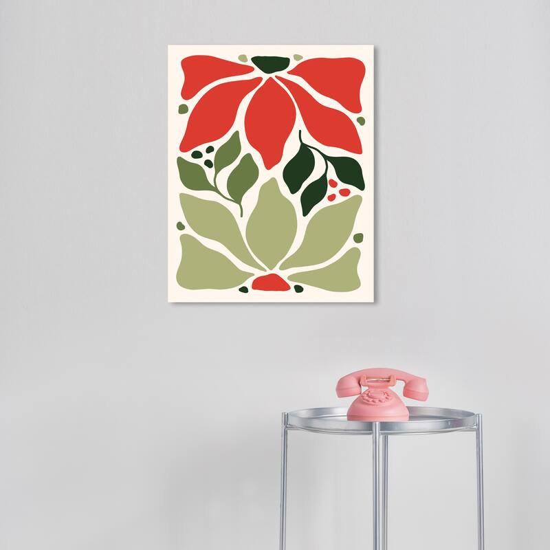 Wynwood Studio Canvas Floral and Botanical The Poinsettias Plain Red Modern & Contemporary Wall Art Canvas Print - 16 x 20