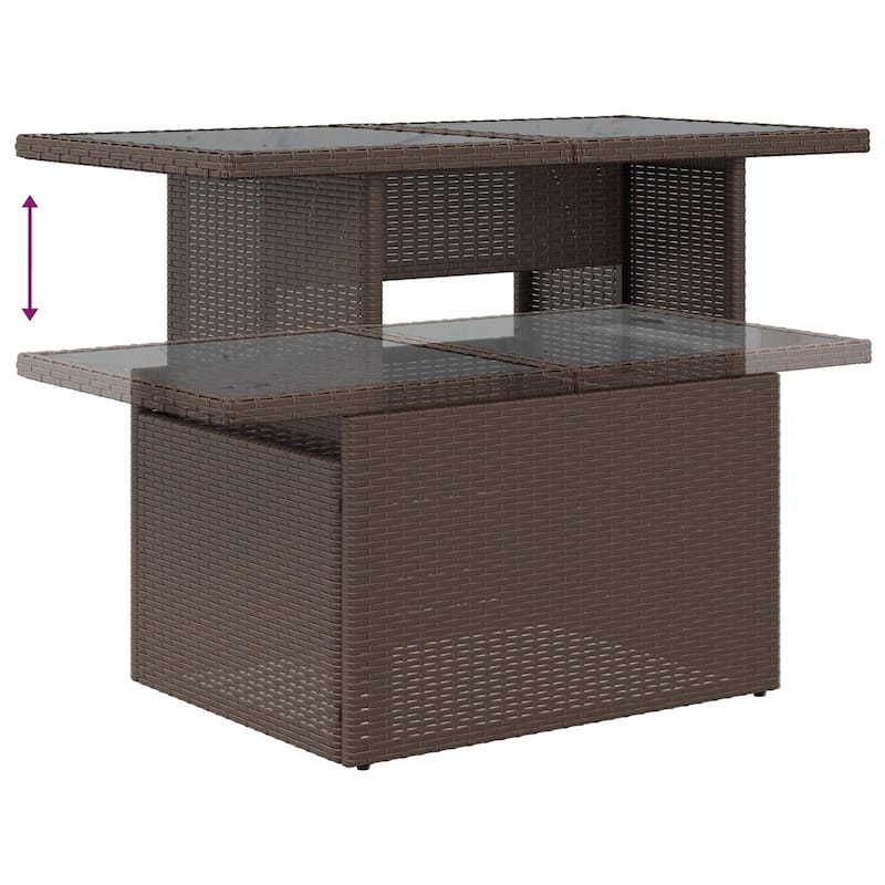 vidaXL 8/9 Garden Sofa Set with Cushions Black/Brown/Grey Poly Rattan - 113.8 x 48.2 x 27.2