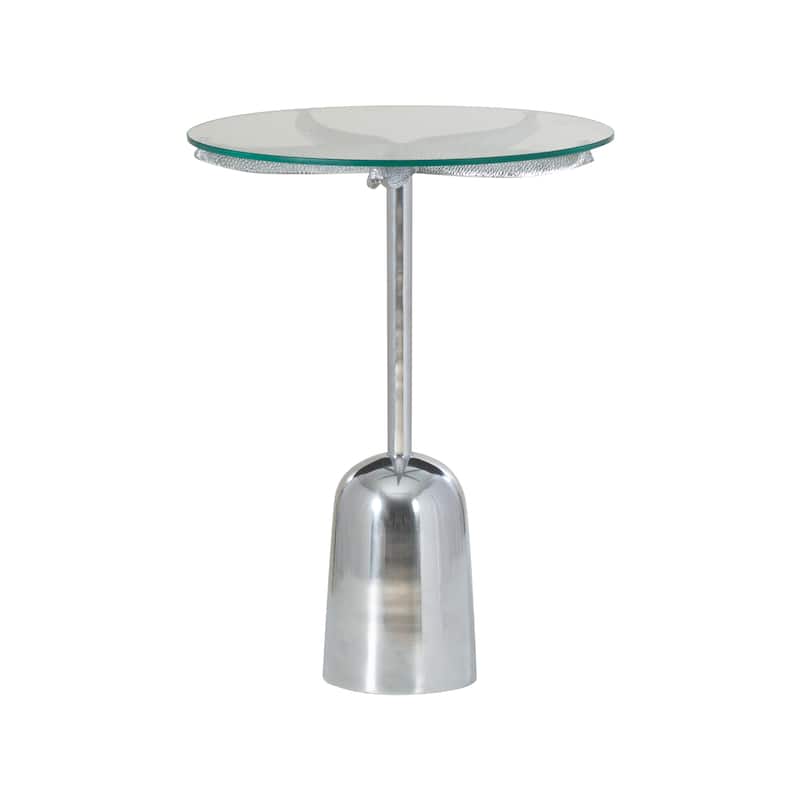 Sertori Silver Aluminum Glass Top Starfish Accent Table