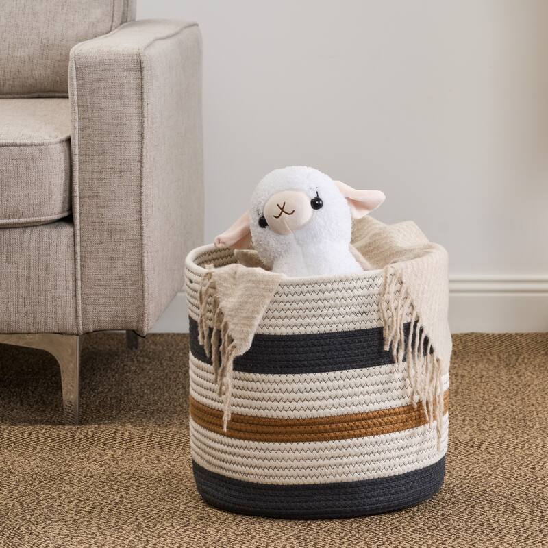 Cotton Round Laundry and Storage Basket - M