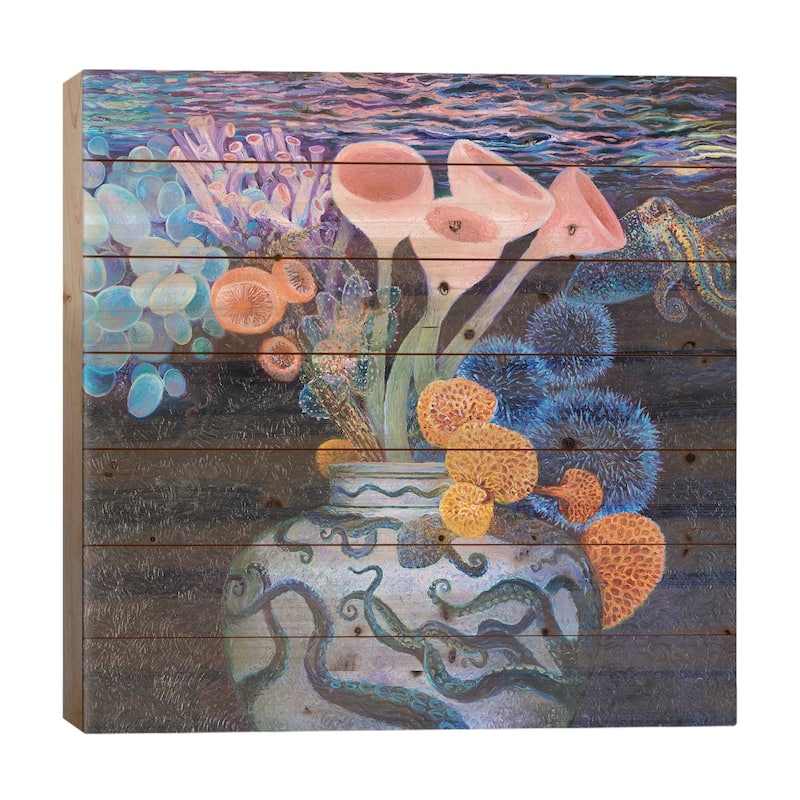 Neptunian Print On Wood by Iris Scott - Multi-Color - 26x26x1.5
