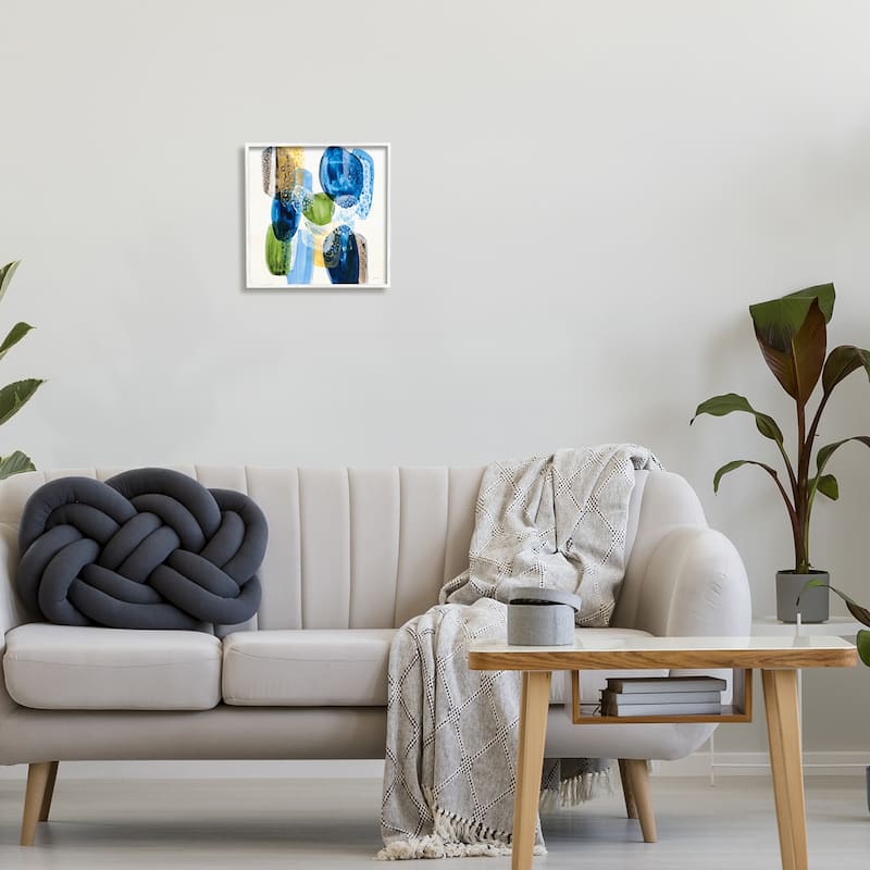 Stupell Vivid Blue Circle Shapes Abstract Pebbled Design Framed Wall Art, Design by Liz Jardine