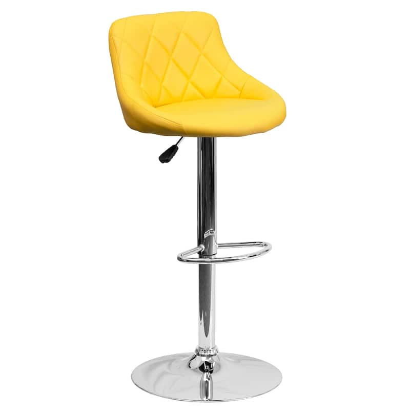 Diamond Pattern Vinyl Bucket Seat Adjustable Barstool - 18.5"W x 19"D x 33.25" - 41.75"H