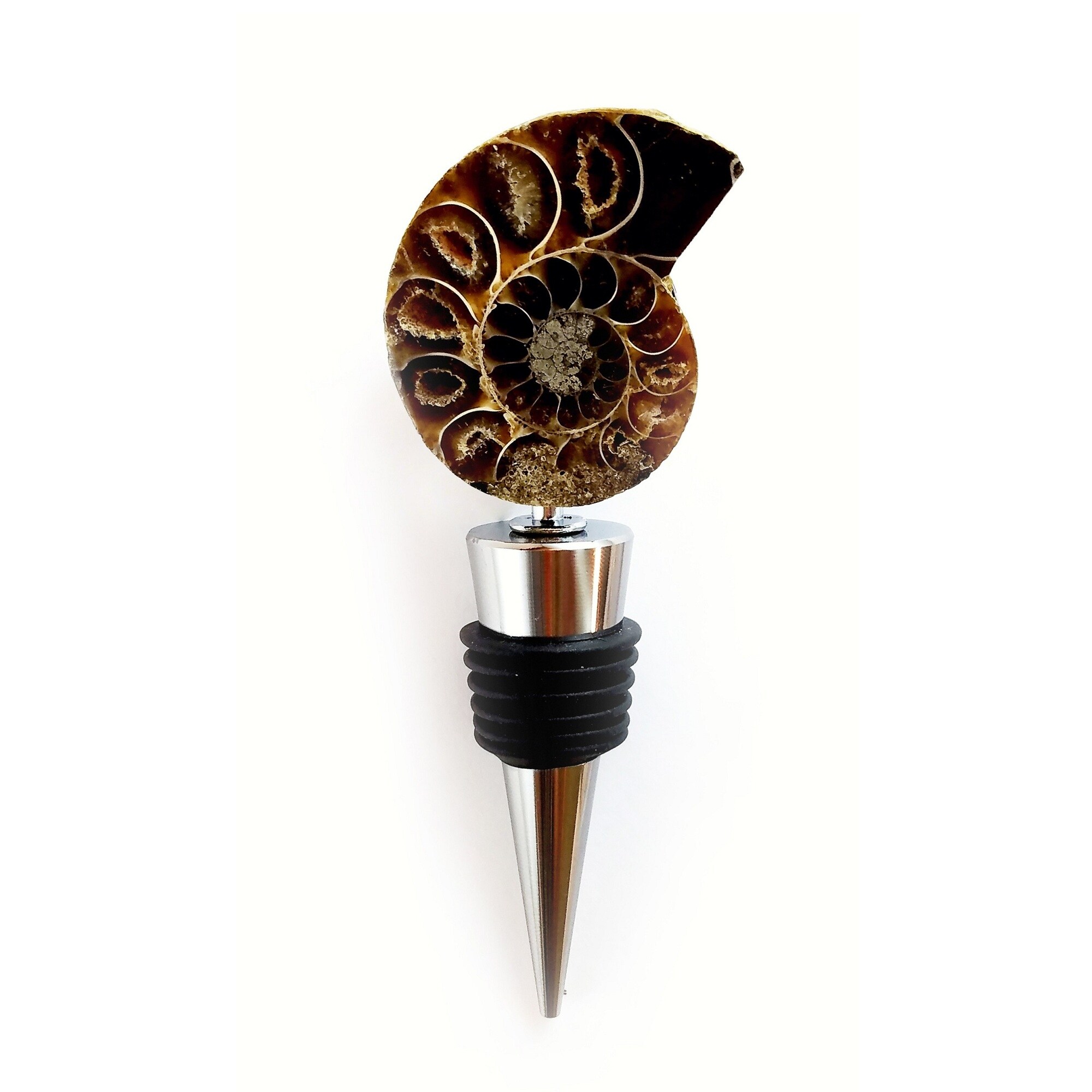 Shop 5 Brown And Stainless Steel Hand Crafted Ammonite Half Cut Glass Bottle Stopper N A Free Shipping On Orders Over 45 Overstock 29151201