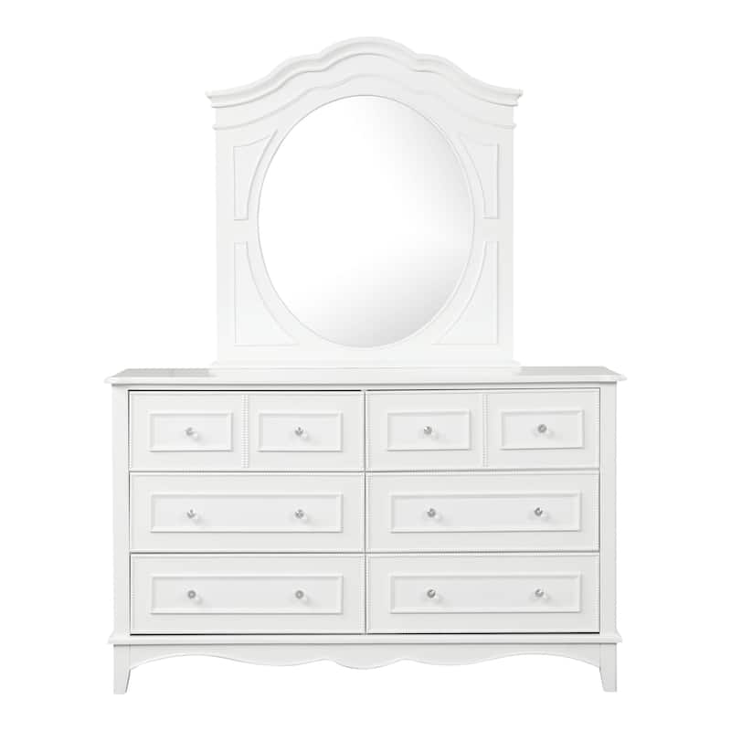 Furniture of America Lindsey Traditional 5-Piece White Platform Bedroom Set with Tufted Headboard