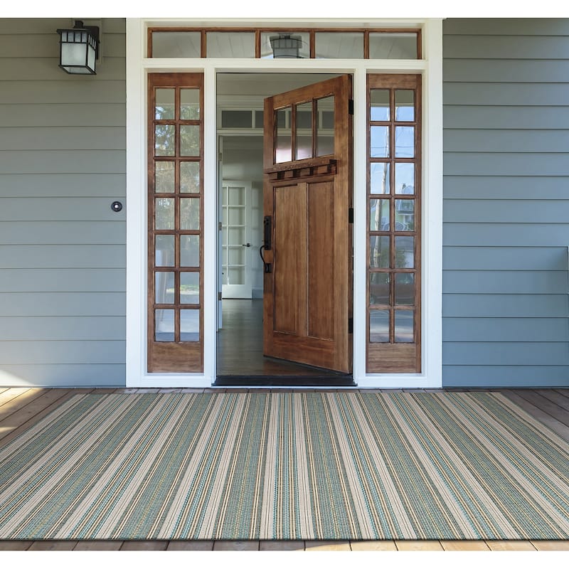 Dream Decor Rugs Samantha Sand Stripe Indoor Outdoor Area Rug