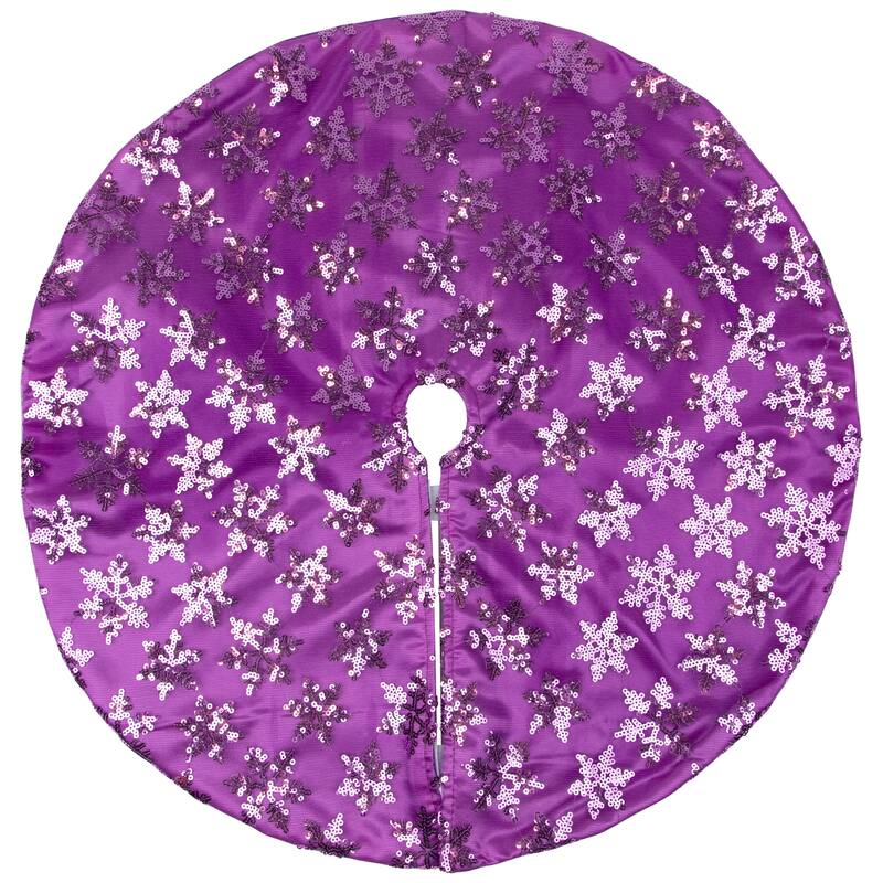 Sequin Snowflake Mini Christmas Tree Skirt - Purple - 20"