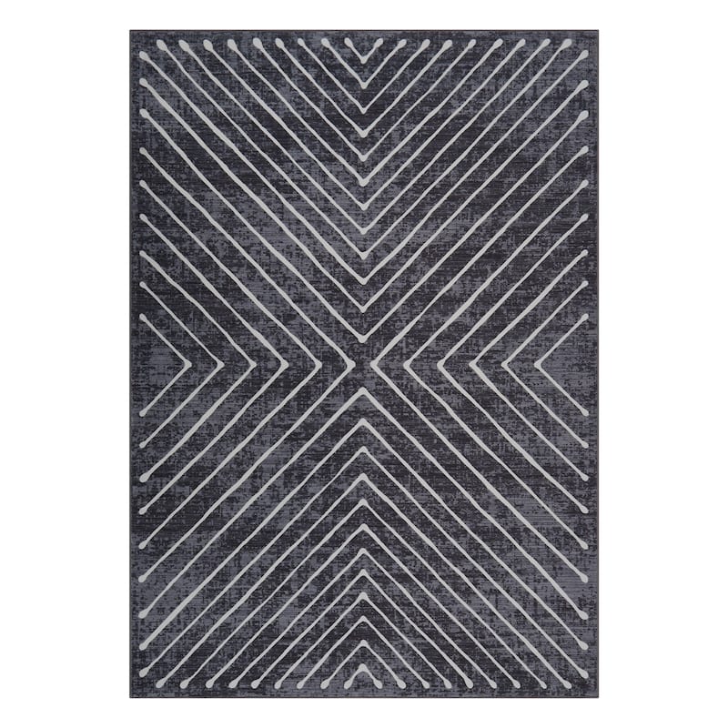 Modern Geometric Area Rug Farmhouse Stripe Area Rug Living Room Stain Resistant Non-Slip Carpet for Bedroom Dining Room