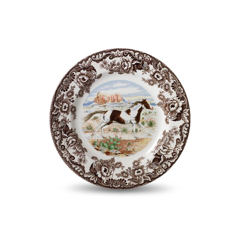 Spode Woodland Horse Motif Salad Plate - 8x8 - American Paint Design