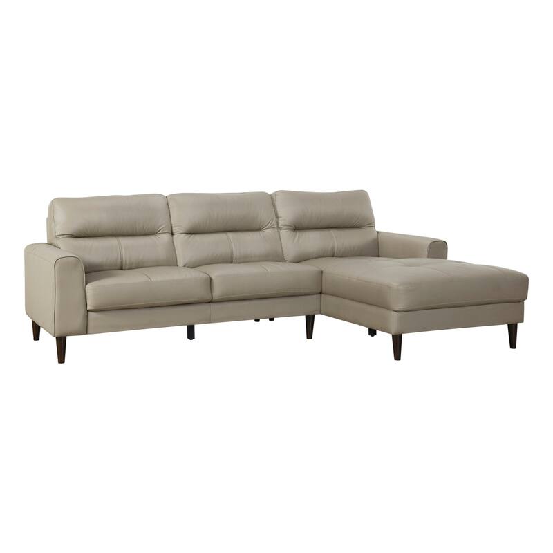 Dakota Leather Match Living Room 2-Piece Sectional with Right Chaise - Latte