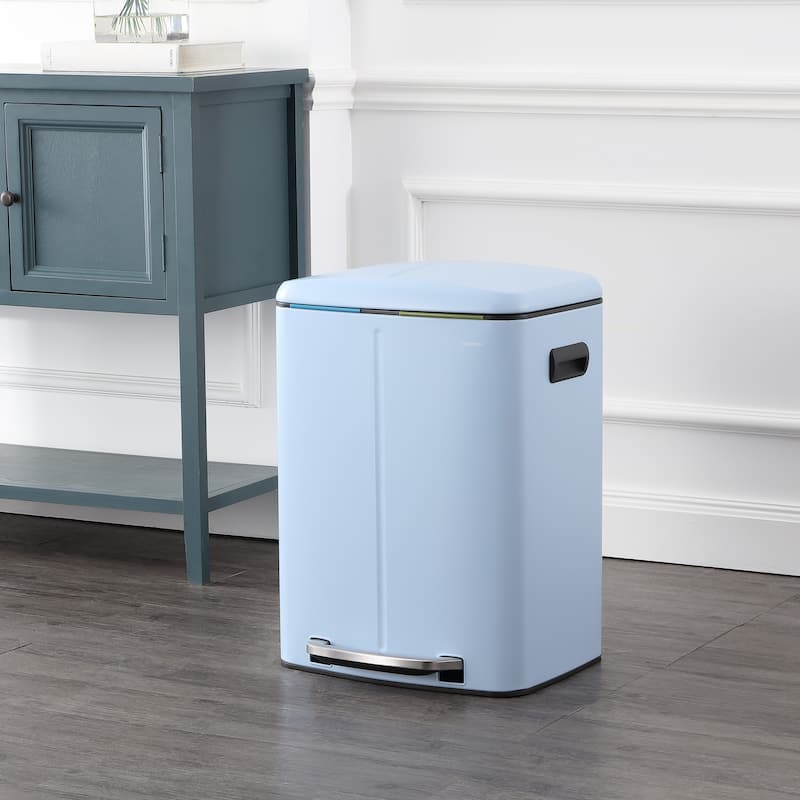 happimess 10.6-Gallon Double Bucket Trash Can with Soft Close Lid