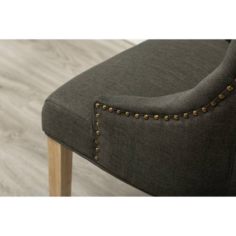 Luxurious Dressing Chair Side Chair with Nailhead Trim, Vanity Chair Reception Chair with Wood Legs Set of 2