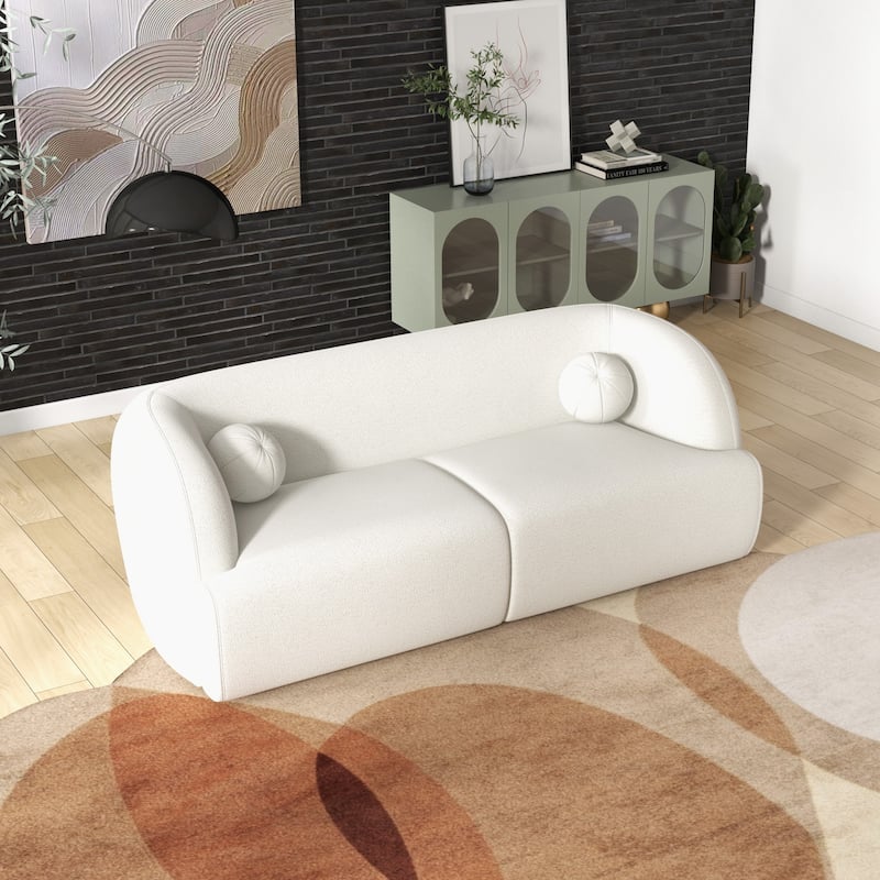 Quern Japandy Style Luxury Comfy Modern Boucle Fabric Curved Sofa