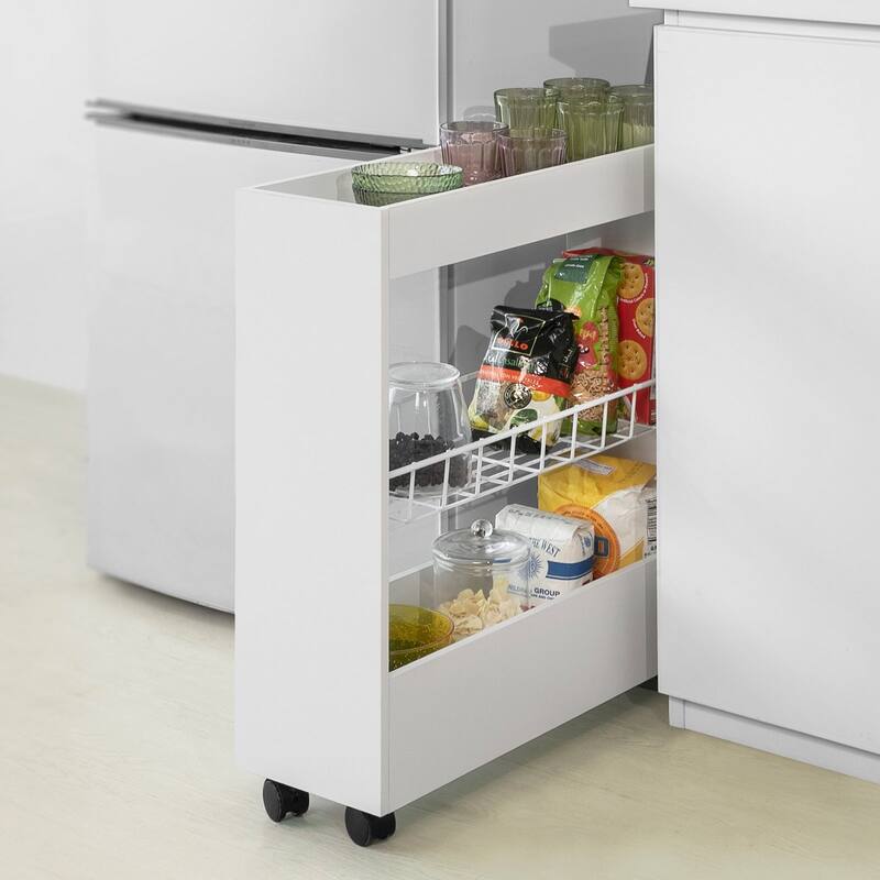 Haotian BZR46-W, Freestanding Bathroom Cabinet with 3-tier Shelf