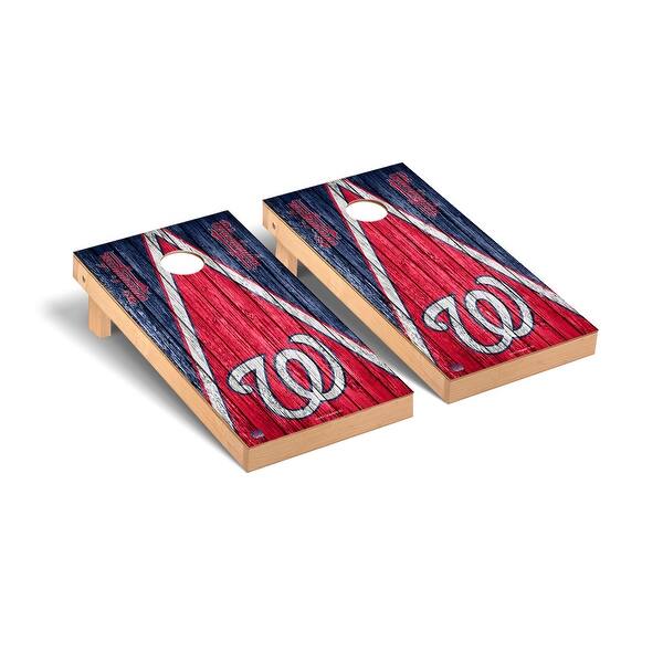slide 2 of 5, Washington Nationals MLB Triangle Cornhole Board Set Include Carrying Case