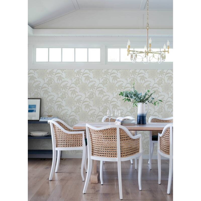 A-Street Prints Star Flower Beige Floral Trail Wallpaper