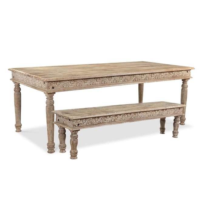 Driftwood Carved Dining Table - 83" - 83