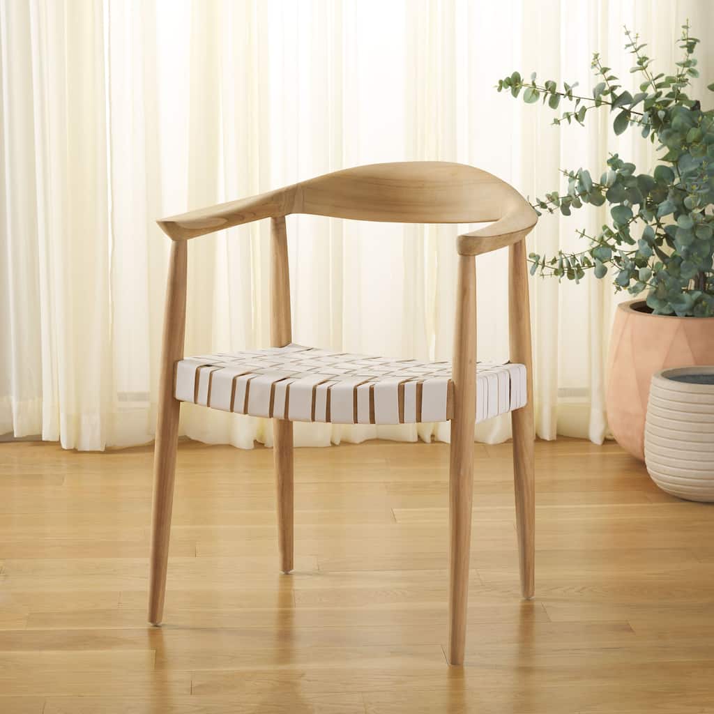 SAFAVIEH Baden Woven Solid Wood Arm Chair (Fully Assembled) - 25"W x 22"D x 31"H