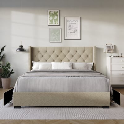 Greeley Tufted Upholstered Storage Platform Bed