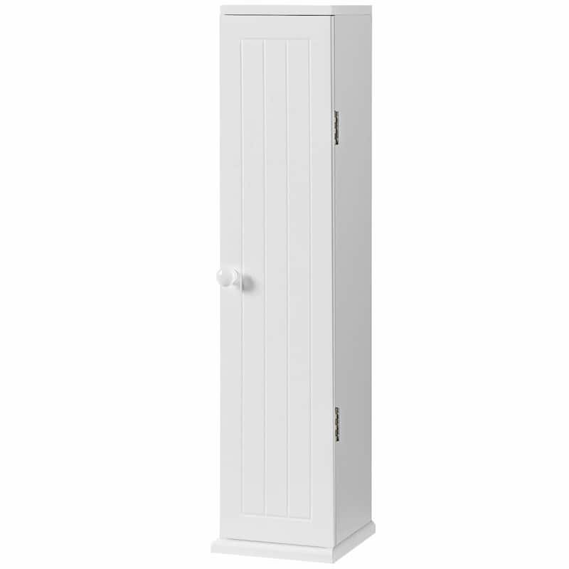 Gymax Toilet Tissue Storage Tower Bathroom Storage Floor Cabinet w/ 4 - See Details - White - See Details