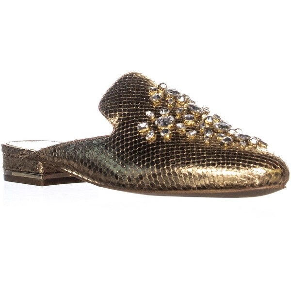 gold flat mules