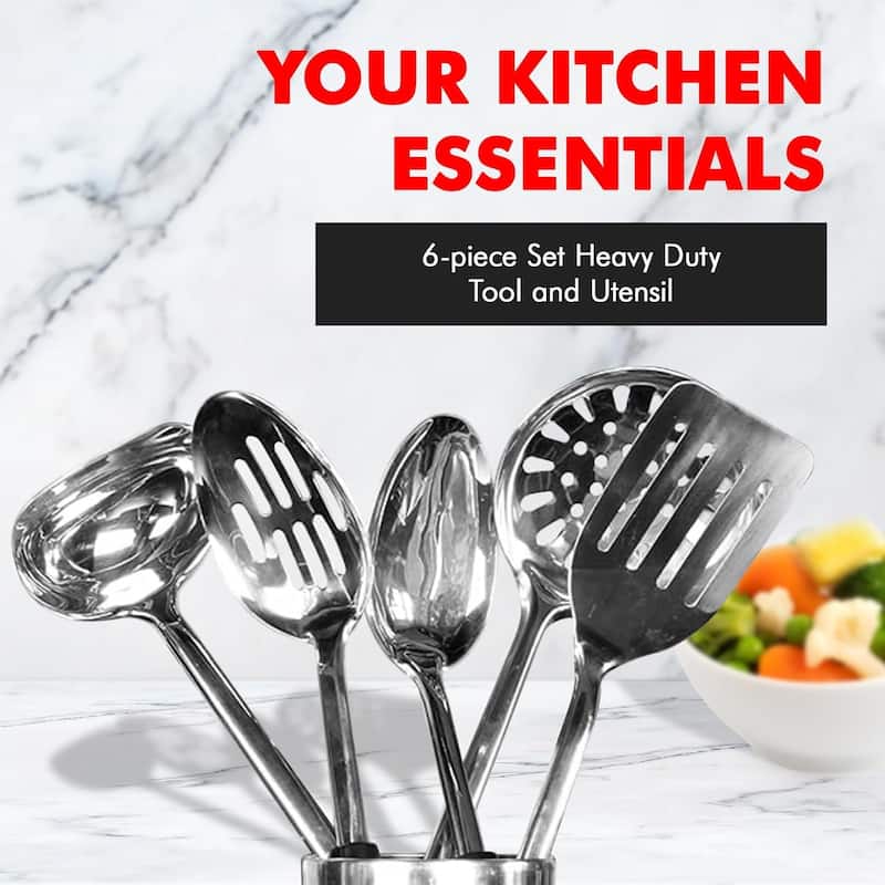 Chef Craft 6 Piece Heavy Duty Stainless Steel Kitchen Tool and Utensil Set