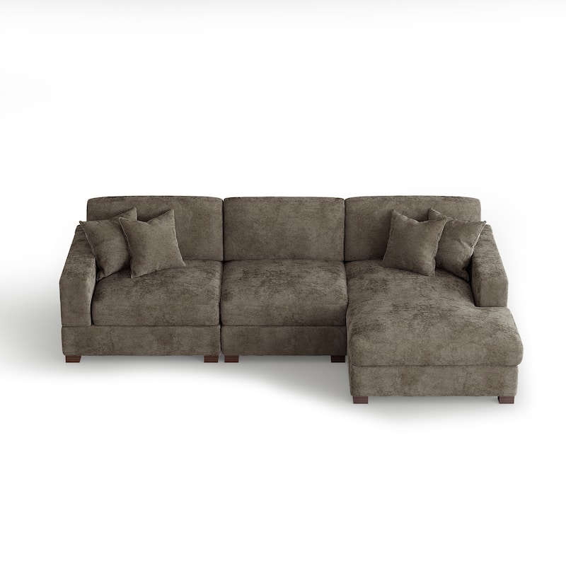 Oversized Modern Chenille Modular Sectional Sofa with Chaise
