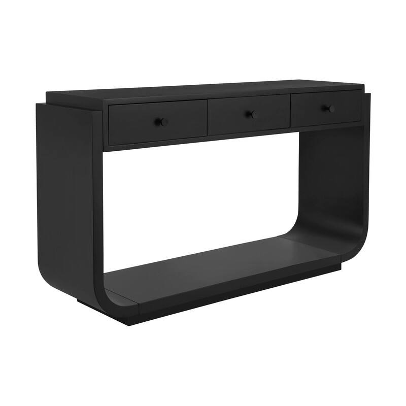 Mid-Century Modern Console Table with 3 Storage Drawers and Display Shelf for Entryway or Living Room Use