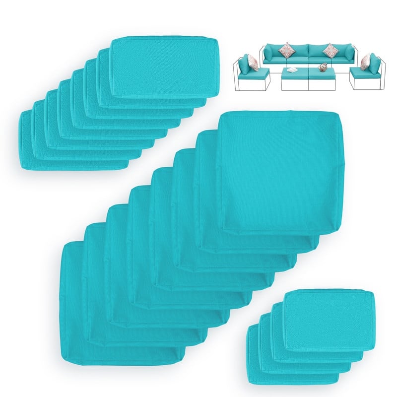 FINCATI 27" × 27" Sectional Cushion Slipcover, Outdoor Cushion Replacement Cover, Patio Seat Cover 27 Inches (COVER ONLY!) - Teal-20 PCS