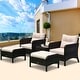 preview thumbnail 1 of 15, Outsunny 5-piece Wicker Patio Chairs, Ottomans, and Coffee Table Set Brown