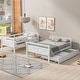preview thumbnail 12 of 18, Twin over Full Bunk Bed with Ladder, Twin Trundle, Safety Guardrail, Solid Pine Wood and MDF Frame, Space-Saving Design, Grey