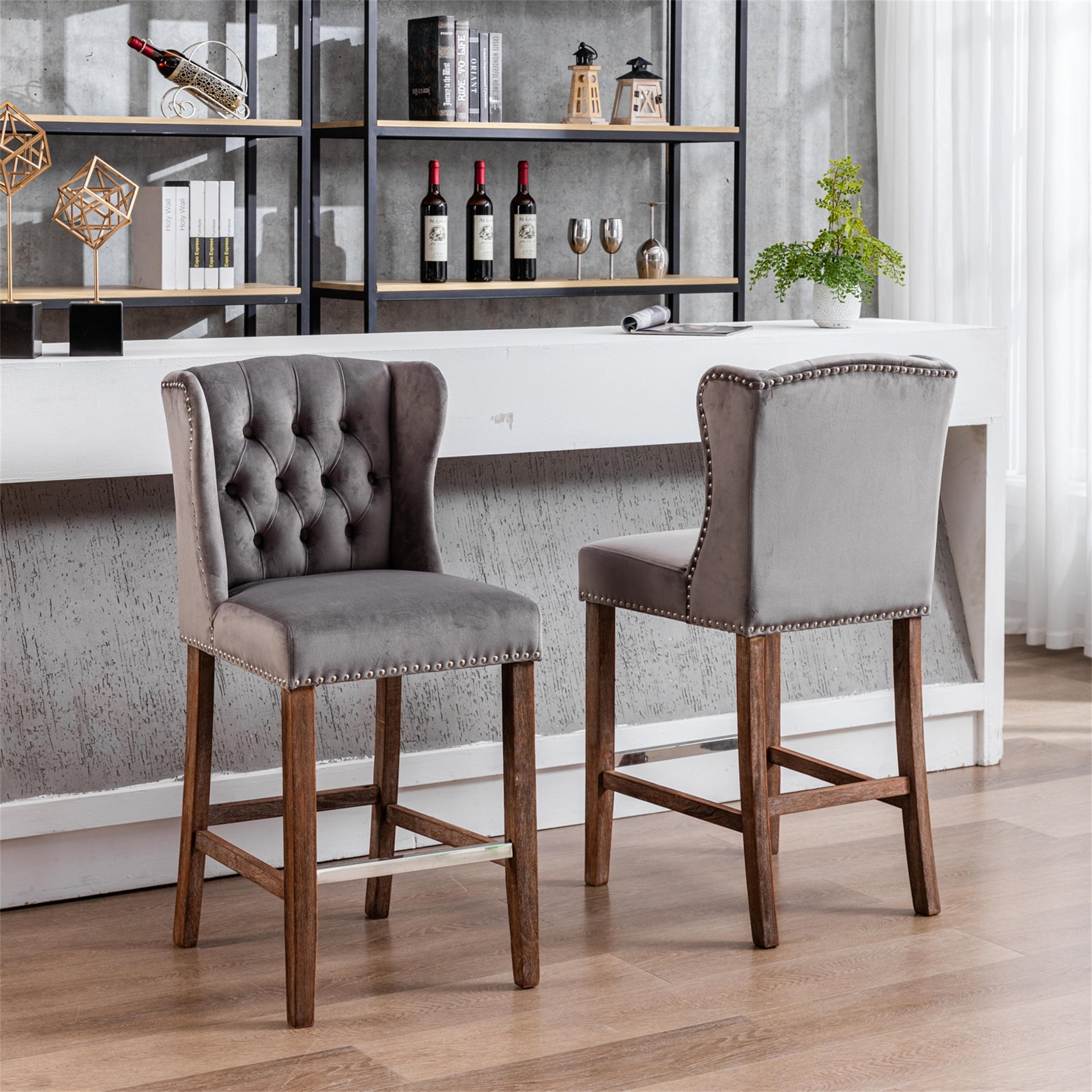 Leather bar stools with nailhead sale trim