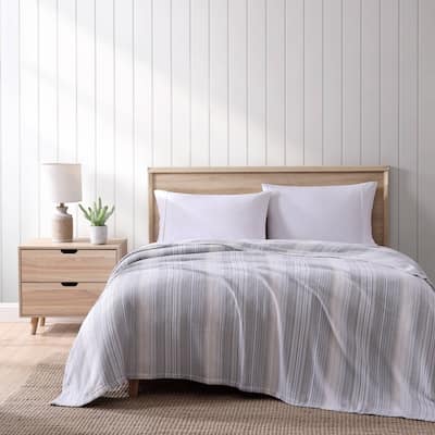 Tommy Bahama Sandy Shore Stripe Cotton Woven Reversible Blanket
