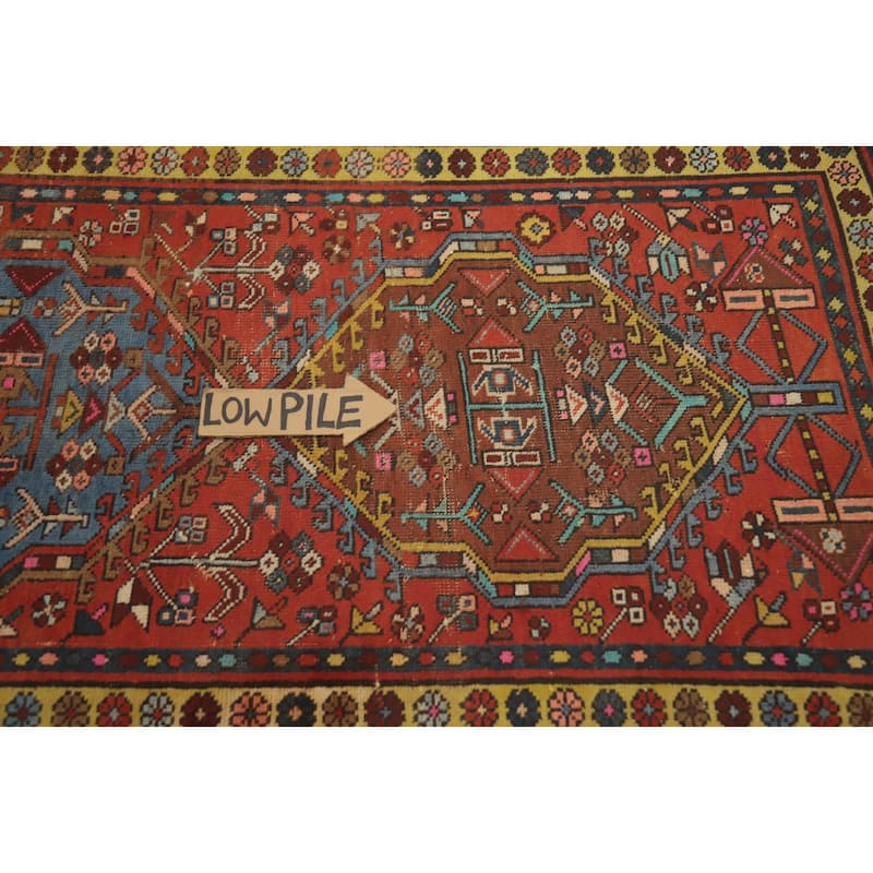 Hand Knotted Oriental 100% Wool Carpet Traditional Geometric Oranges & Rust Ardebil Runner Rug - 10' 11'' X 2' 11''