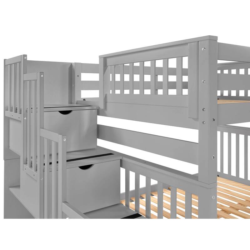 Taylor & Olive Trillium Full over Full Stairway Bunk Bed, Twin Trundle