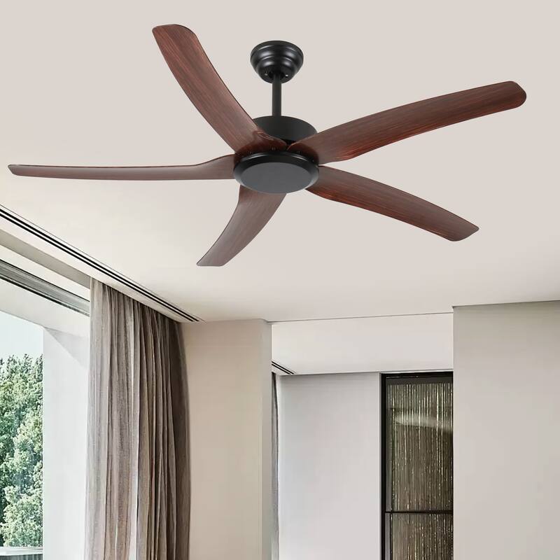 52" Ceiling Fan NO light, 5 Reversible ABS Blades, with 6 Speeds Reversible DC Motor,Low Profile Ceiling Fan with no light