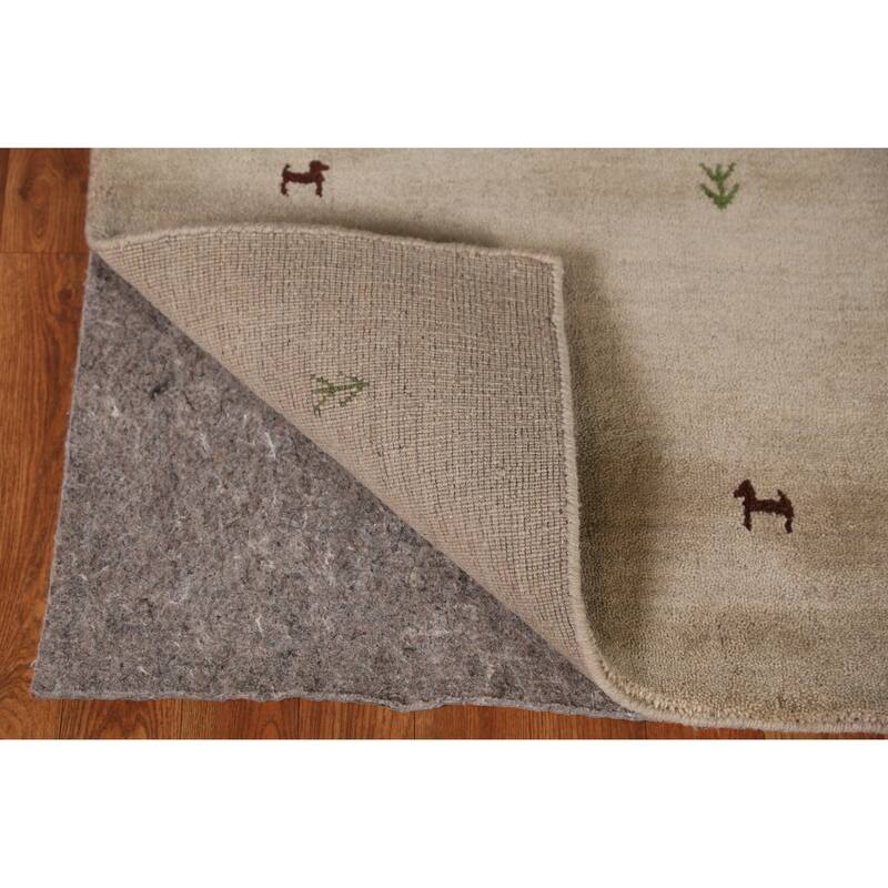 Beige Gabbeh Indian Rug Handmade Wool Carpet - 4'8" x 6'5"