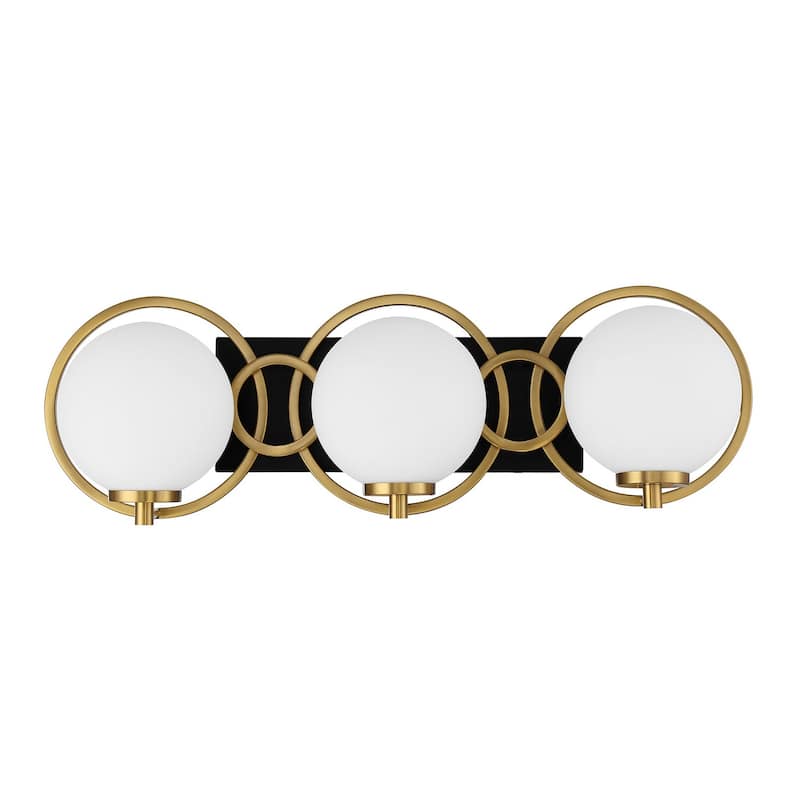 Alhambra 3-Light Bathroom Vanity Light in Matte Black with Warm Brass - Matte Black with Warm Brass
