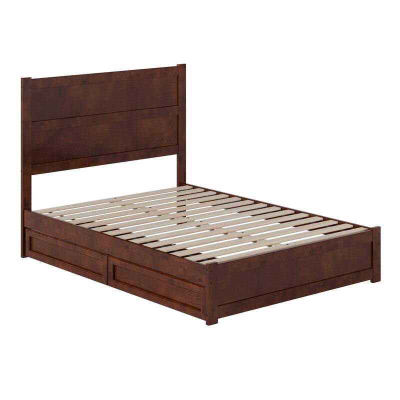 Aveline Wood Platform Bed with Matching Footboard & Storage Drawers