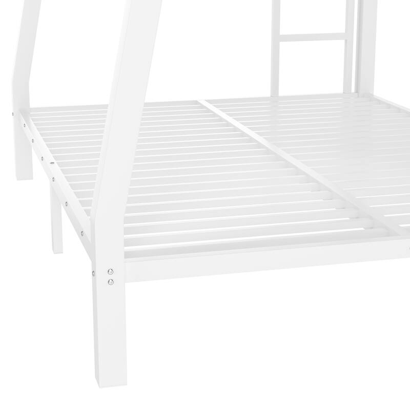 Full XL Over Queen Bunk Bed for Teens, Adults with Dual-Side Ladders