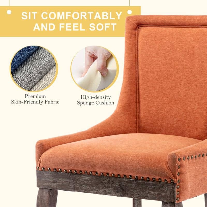 Thickened Side Dining Chair with Solid Wood Legs Set of 6